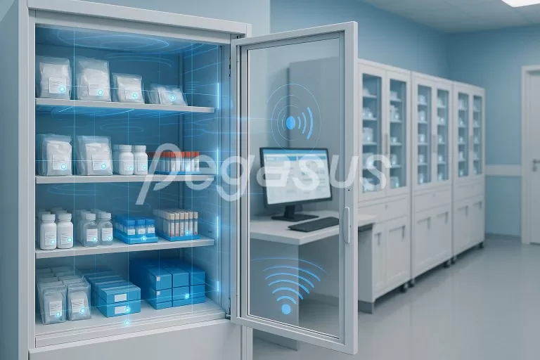 RFID Healthcare Implementation UHF RFID antenna integration in medical supply cabinets for hospital automation